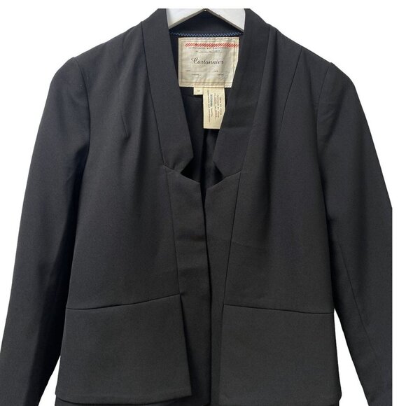 CARTONNIER Black Blazer Size Small Petite Womens Open Front Jacket Anthropologie - Picture 1 of 9